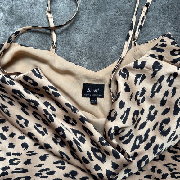 Bardot Women's Leopard Print Slip Dress Full Lining - Picture 4 of 5